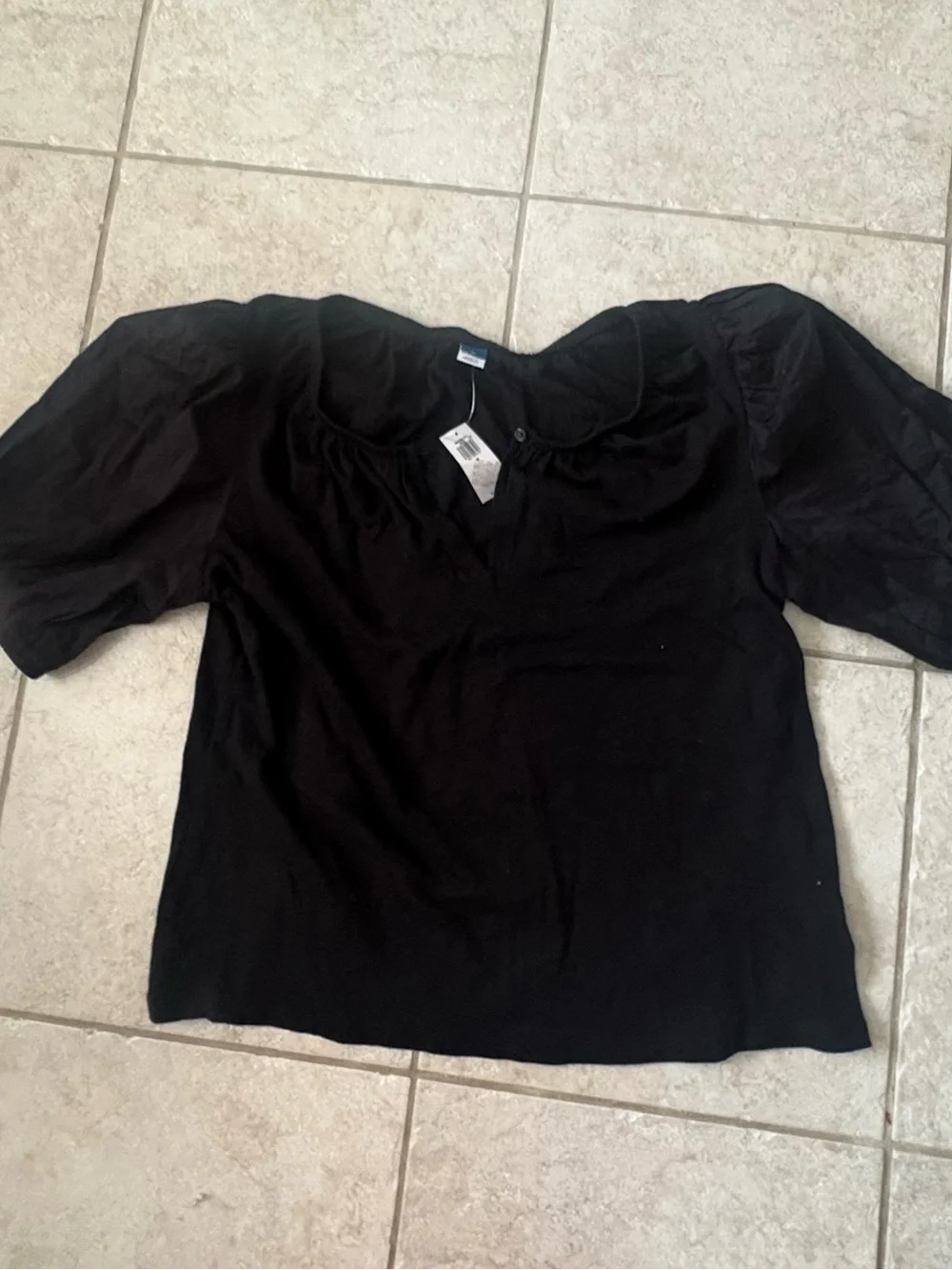 Old Navy Black Puff Sleeve Scoop-Neck Blouse